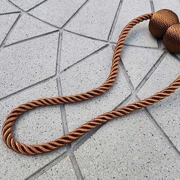 Magnetic Brown or Silver Spherical Braided Rope Curtain Tiebacks - Picture 8 of 11
